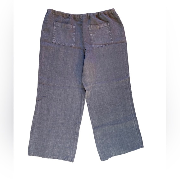 River + Sky Crop Linen West Coast Wide Leg Purple/Gray Drawstring Pull On Pant M - Picture 3 of 9